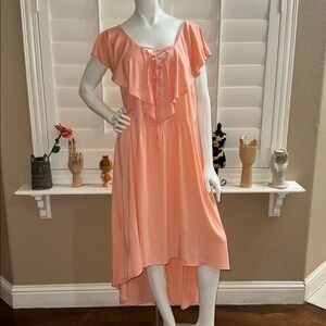 Torrid Lace Up Ruffle Hi-Lo Dress Apricot Blush